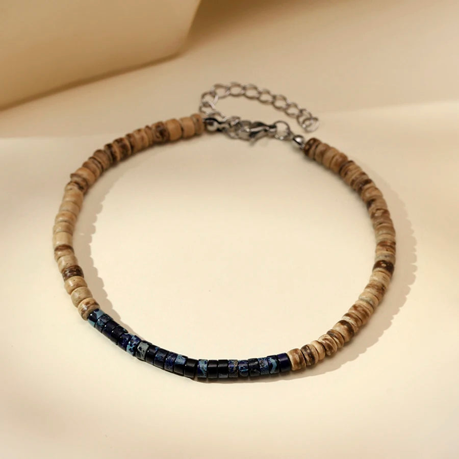 Bohemian Coconut Shell & Natural Stone Beaded Anklet for Women