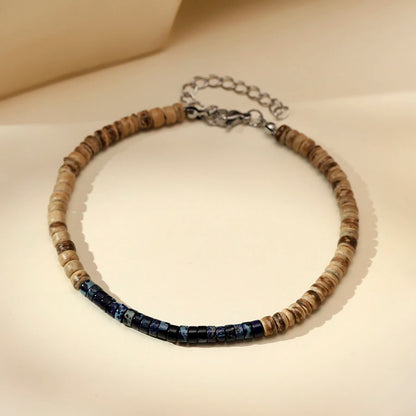 Bohemian Coconut Shell & Natural Stone Beaded Anklet for Women