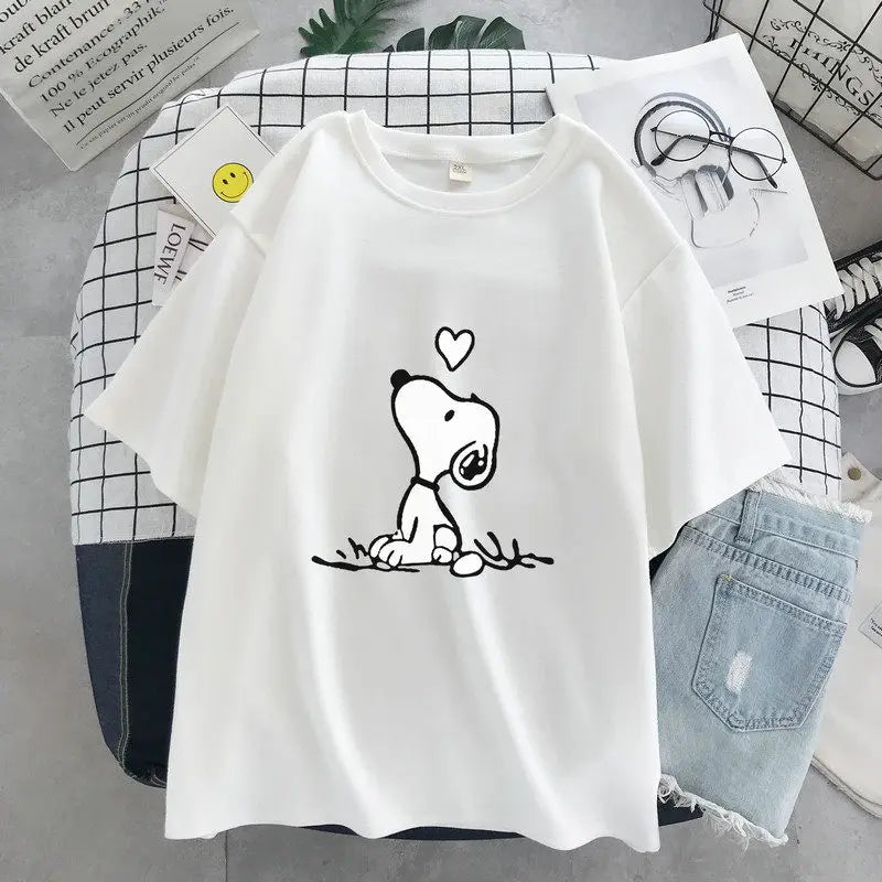 Cartoon Print Cotton Short Sleeve T-Shirt