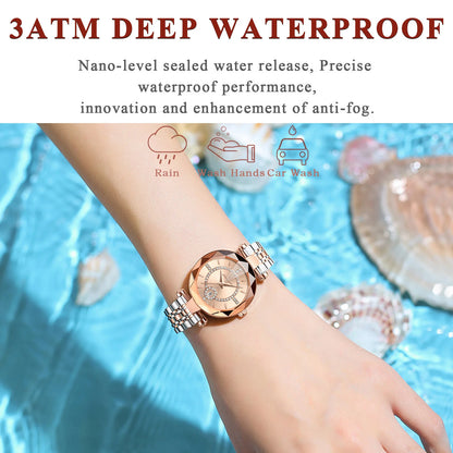 Luxury Stainless Steel Fashion Watch with Quartz Movement, Date Display & Water Resistance