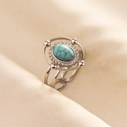 Bohemian Turquoise Gemstone Adjustable Ring for Women