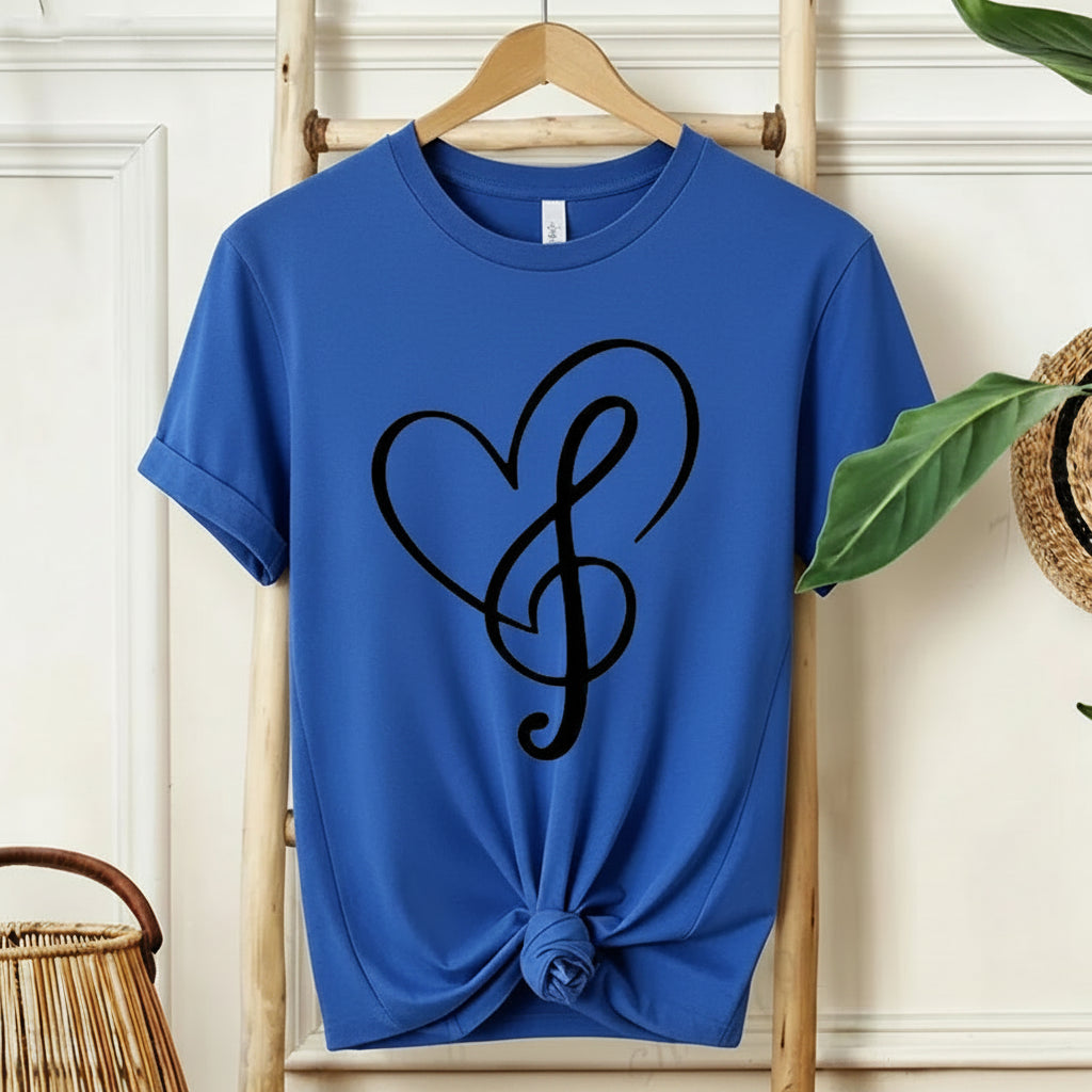 Minimalist Music Note Heart Print T-Shirt