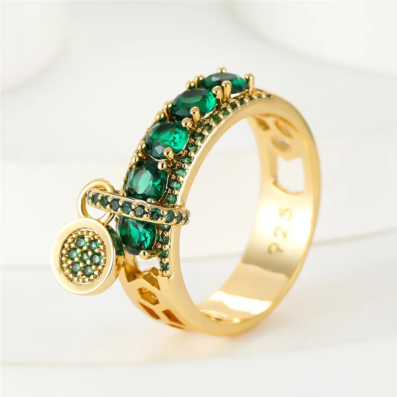 Vintage Gold Tone Royal Blue Stone Statement Ring for Women