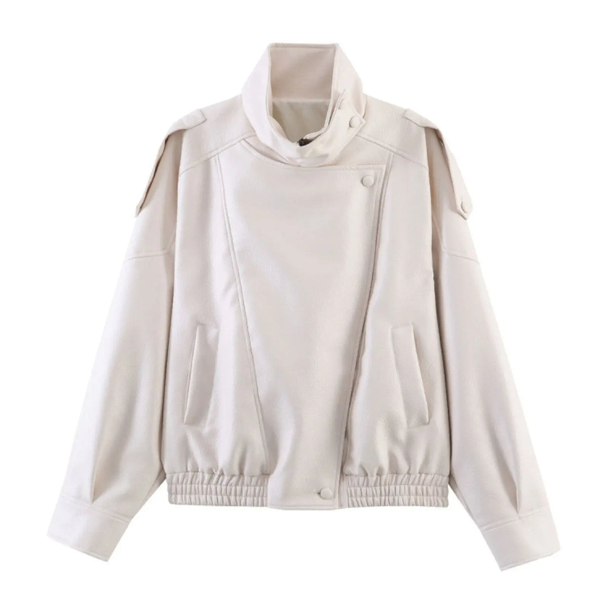 Turtleneck Button Pocket Loose Jacket