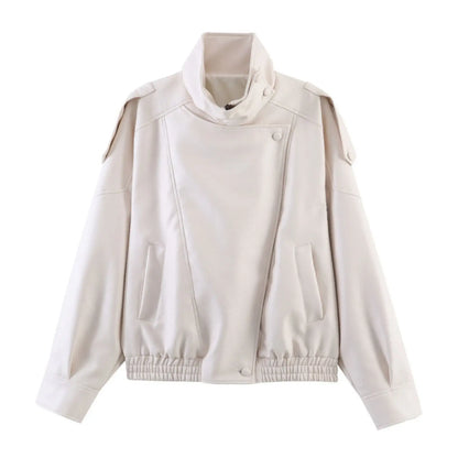 Turtleneck Button Pocket Loose Jacket
