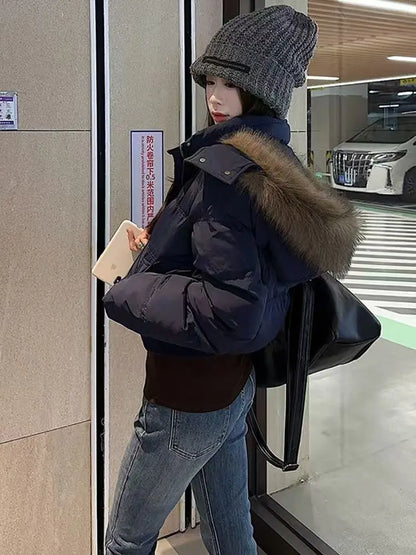 Hooded Fur Collar Warm Jacket