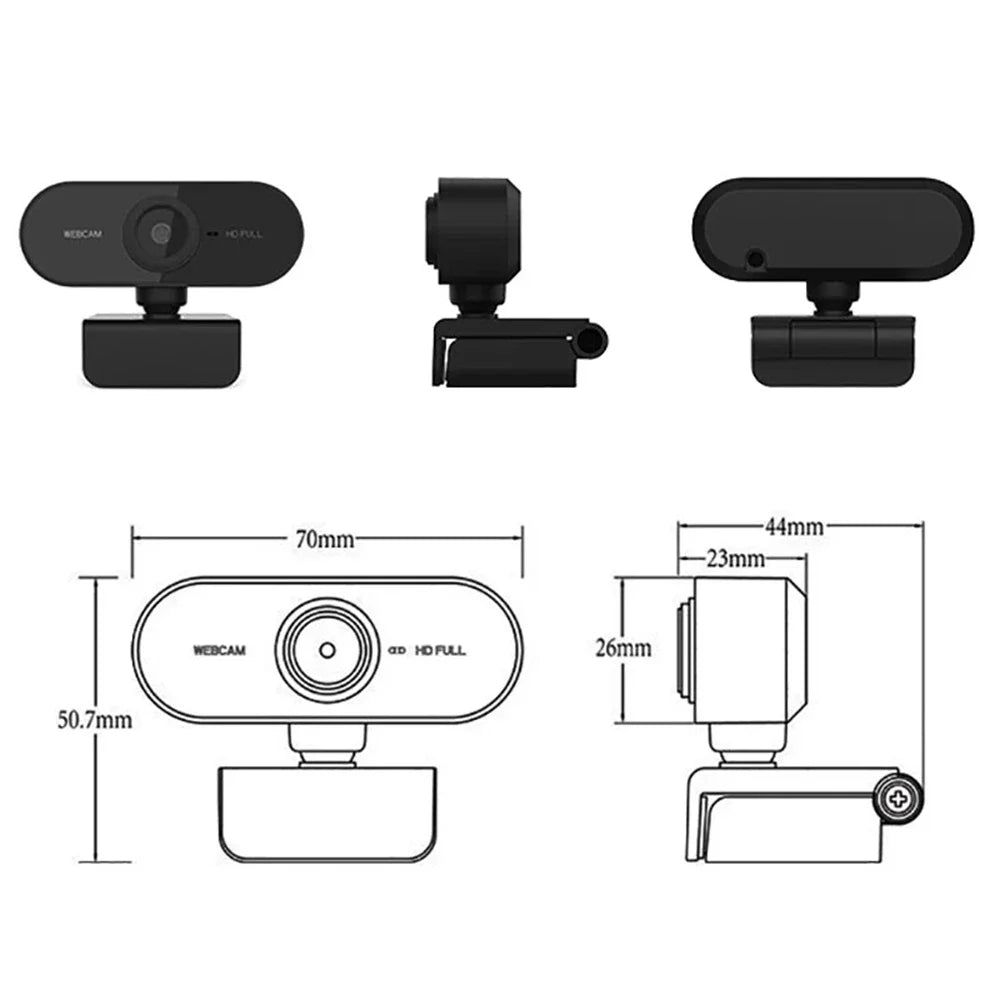 2K HD USB Webcam with Microphone & Privacy Cover