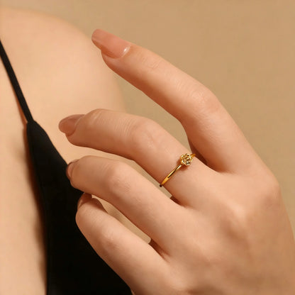 18K Gold Plated Vintage Hollow Floral Statement Ring for Women