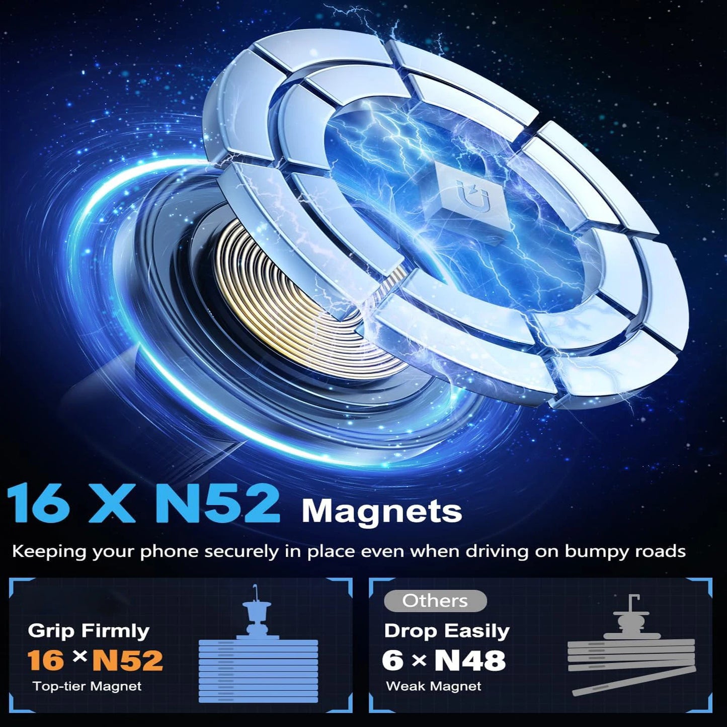15W Magnetic Wireless Car Charger Air Vent Mount with Fast Charging for iPhone 15, 16 & 17
