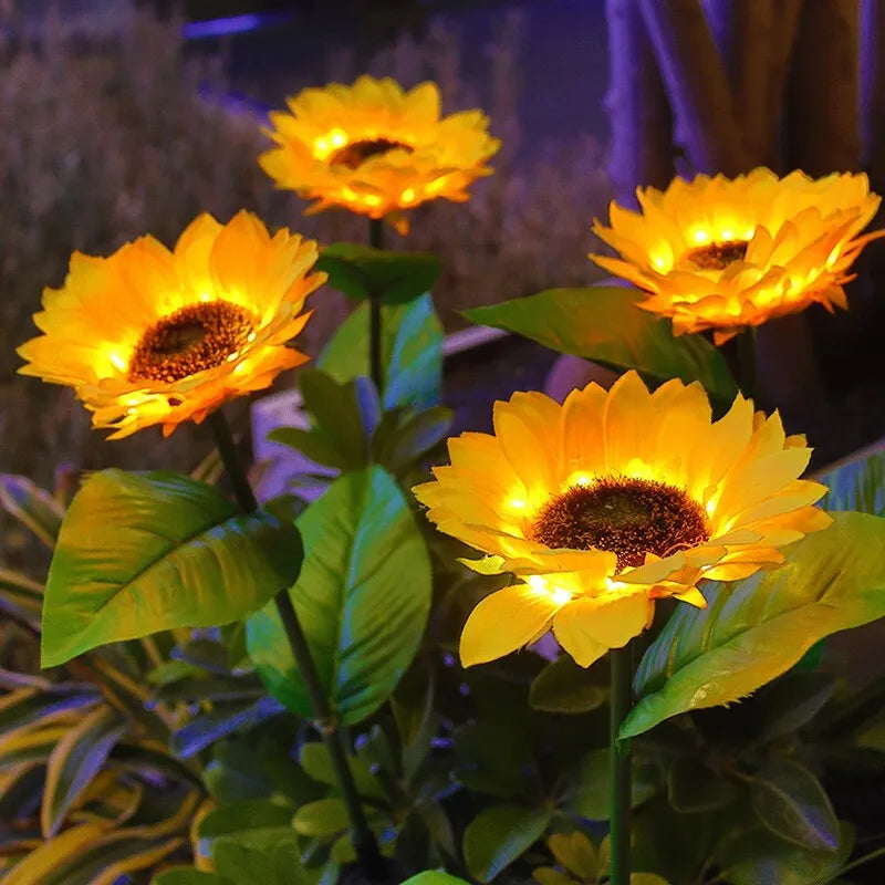 Solar LED Sunflower Garden Stake Lights for Outdoor Landscape Decor