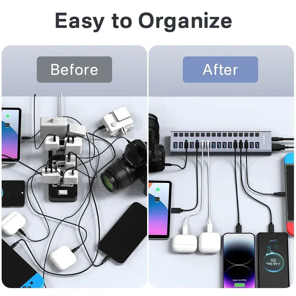 10Gbps Multi-Port USB Hub with Individual Switches