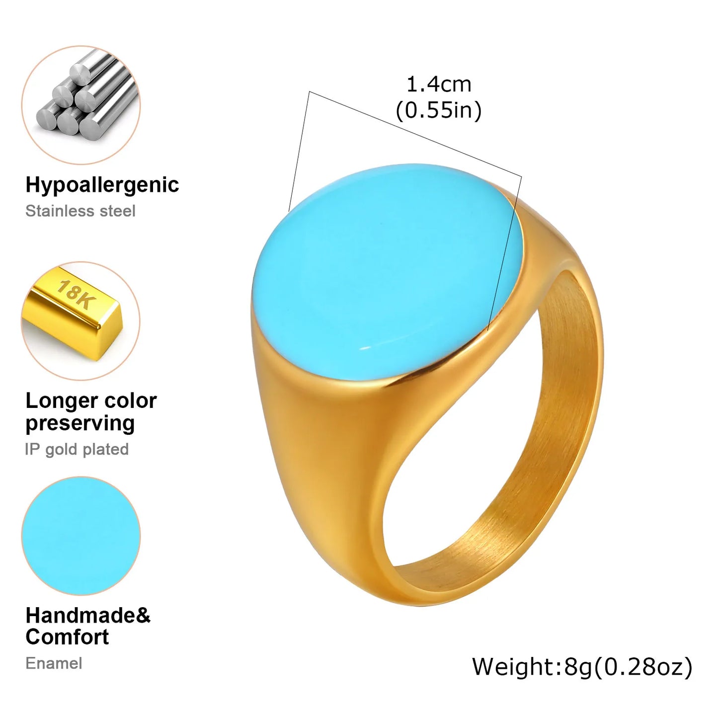Chunky Open Twist Blue Enamel Statement Ring for Women