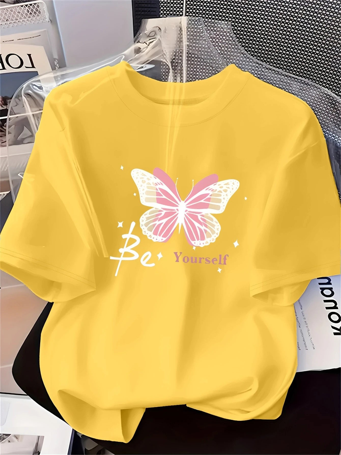 Butterfly Print Soft Short Sleeve T-Shirt