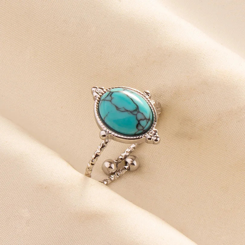 Bohemian Turquoise Gemstone Adjustable Ring for Women