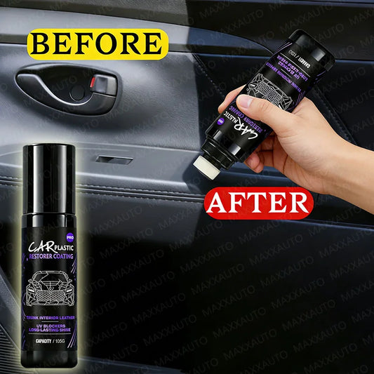 Car Plastic & Leather Restorer Wax with Back to Black Trim Shine & Long-Lasting Protective Coating