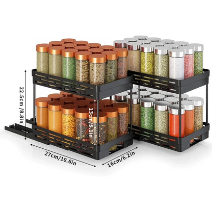 2-Tier Pull-Out Spice Rack Organizer