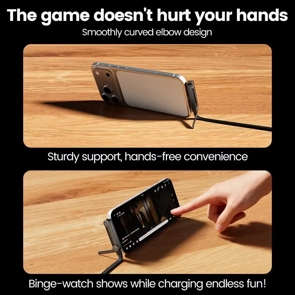 240W 2-in-1 USB to USB-C Fast Charging Cable with Foldable Stand