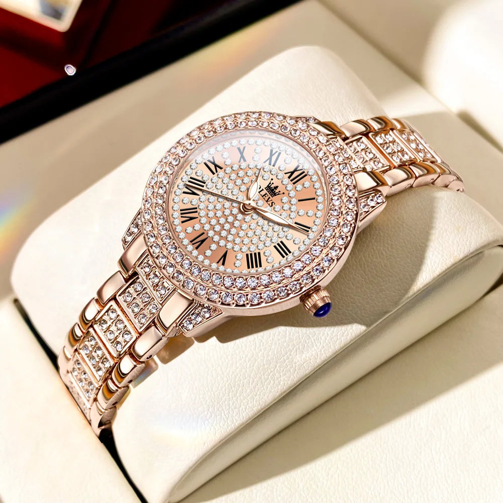 Luxury Roman Dial Quartz Diamond Watch