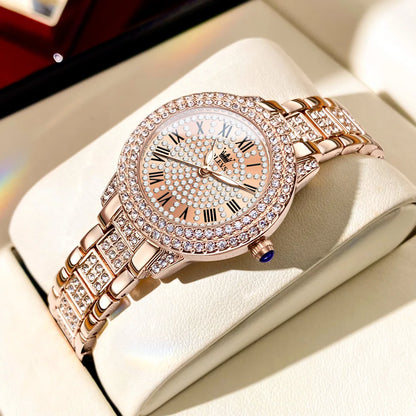 Luxury Roman Dial Quartz Diamond Watch
