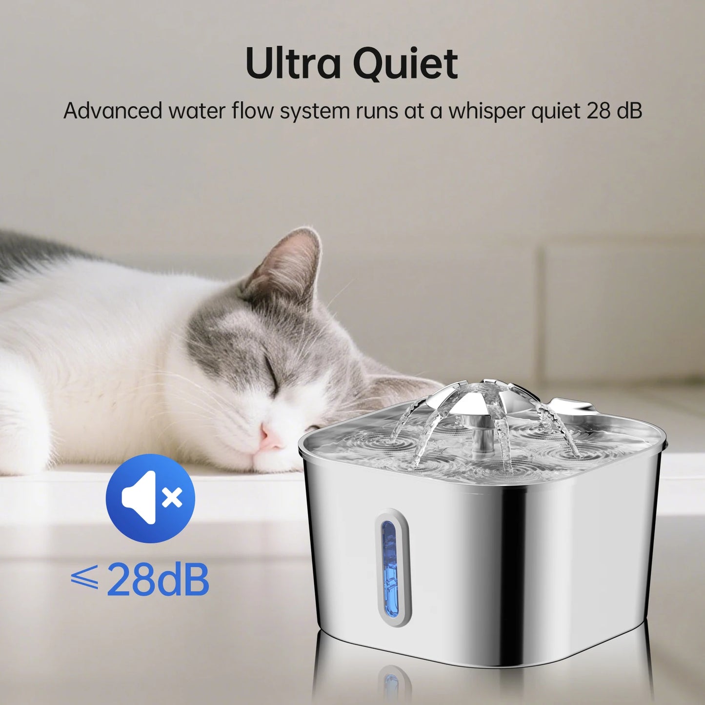 2.2L Stainless Steel Automatic Cat Water Fountain
