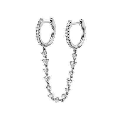 Stainless Steel Flower Dangle Earrings with Sparkling Zircon