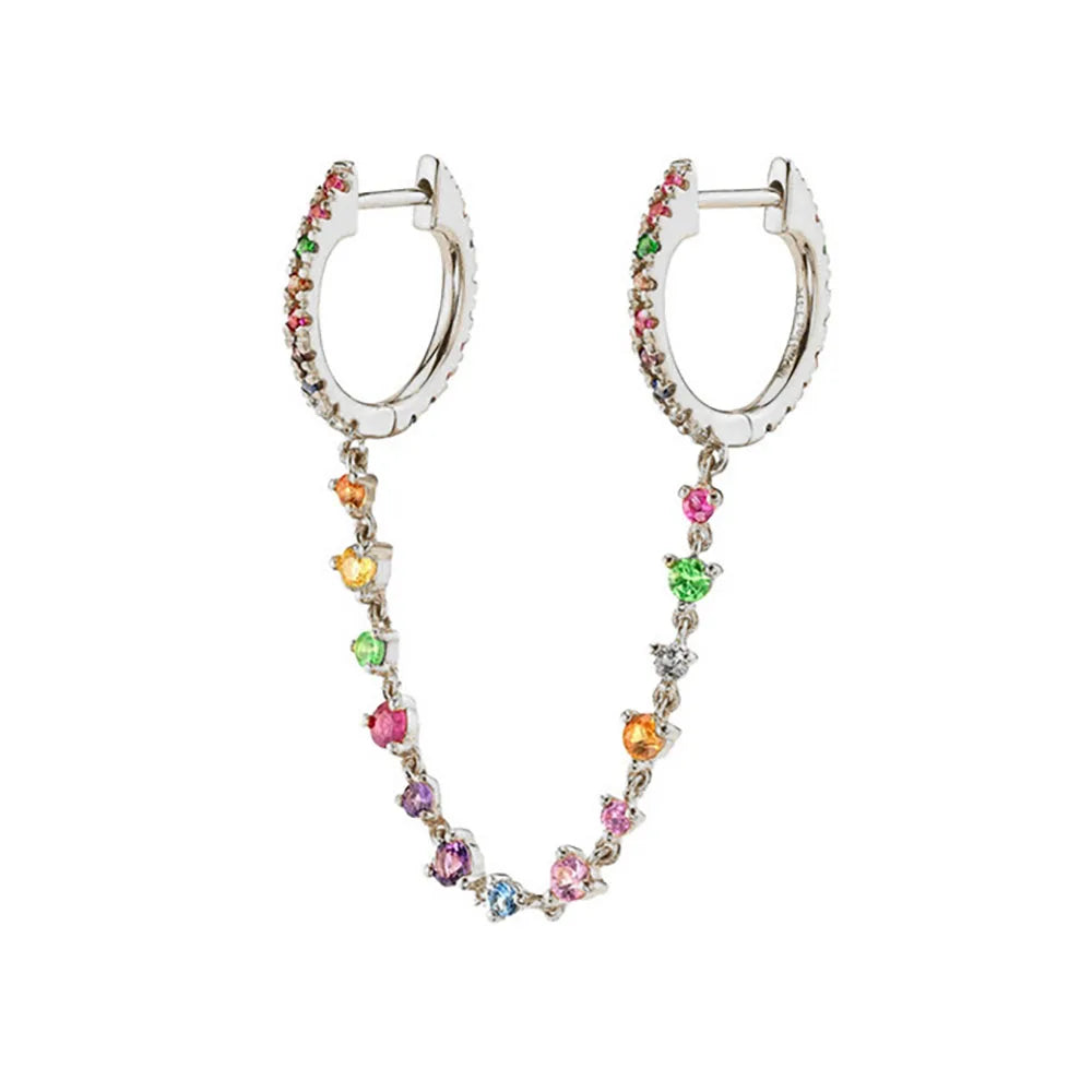 Stainless Steel Flower Dangle Earrings with Sparkling Zircon