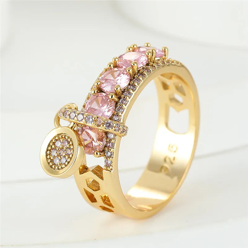 Vintage Gold Tone Royal Blue Stone Statement Ring for Women