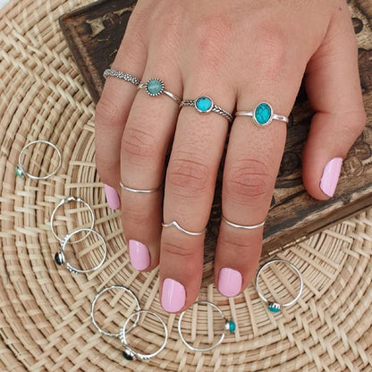Bohemian Turquoise Gemstone Adjustable Ring for Women