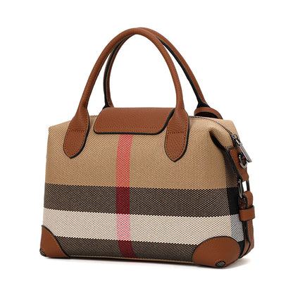Aidrani Exquisite Retro Plaid Canvas Leather Stitching Women's Handbag for Daily Commute Novelty 2026 Handbags
