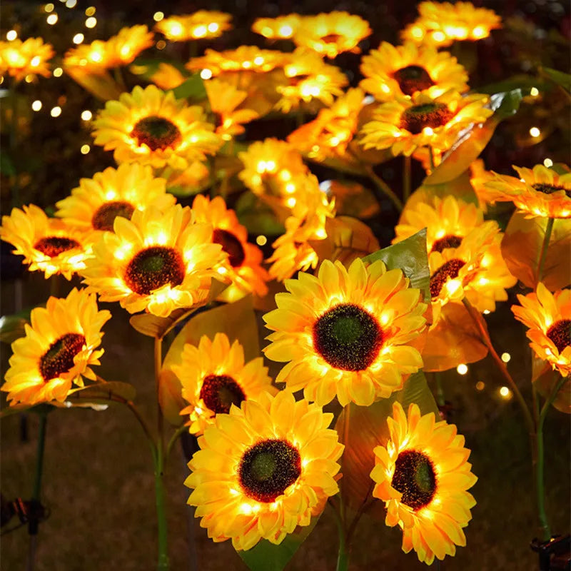 Solar LED Sunflower Garden Stake Lights for Outdoor Landscape Decor