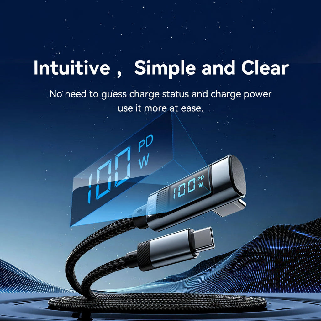 100W USB-C Fast Charging Cable with Display