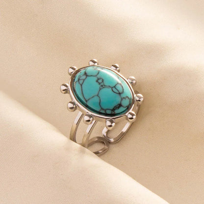 Bohemian Turquoise Gemstone Adjustable Ring for Women