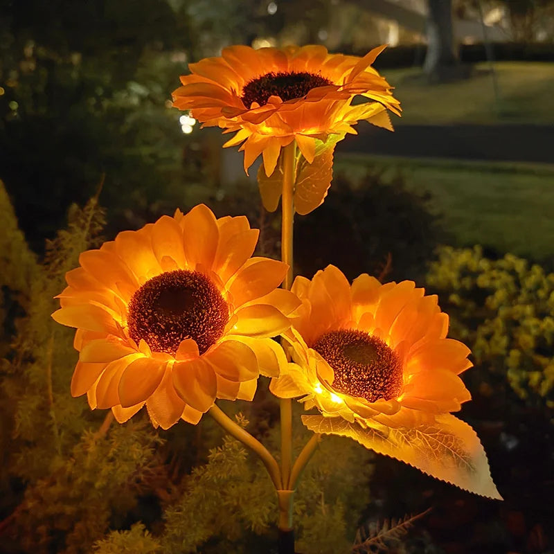 Solar LED Sunflower Garden Stake Lights for Outdoor Landscape Decor