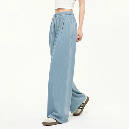 Lightweight Lyocell Wide-Leg Jeans with Elastic Waist
