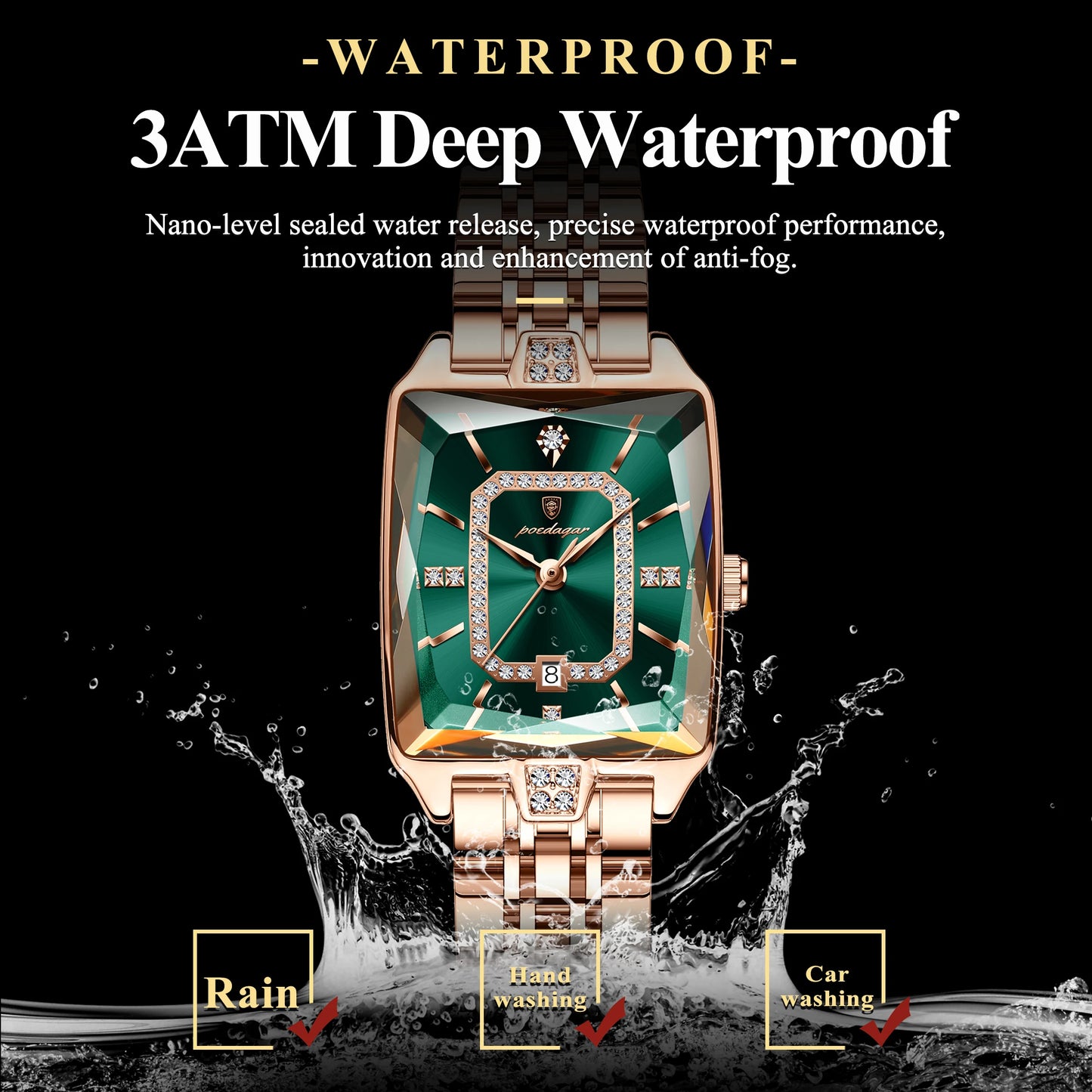 Luxury Stainless Steel Quartz Wrist Watch with Date Display & Water Resistance