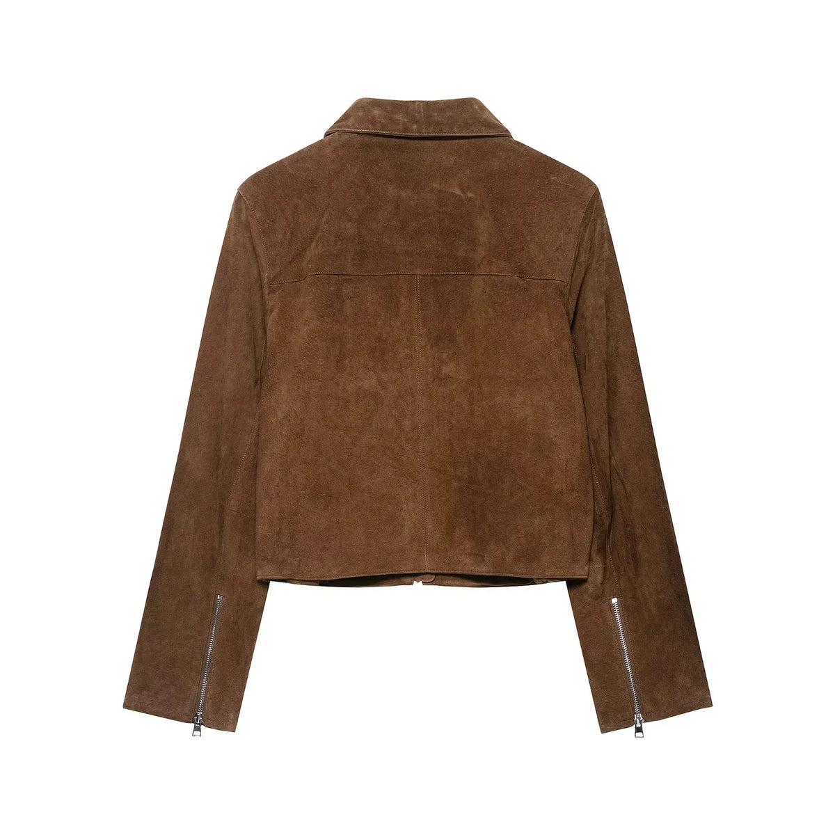 KONDALA 2025 Fall Winter Suede Zip Up Streetwear Women Jackets Fashion Casual Turndown Collar Brown Chic Elegant Ladies Jackets