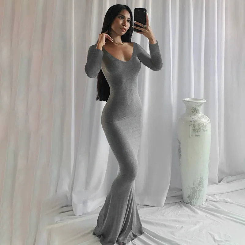 Sleeveless Spaghetti Strap Bodycon Trumpet Maxi Dress