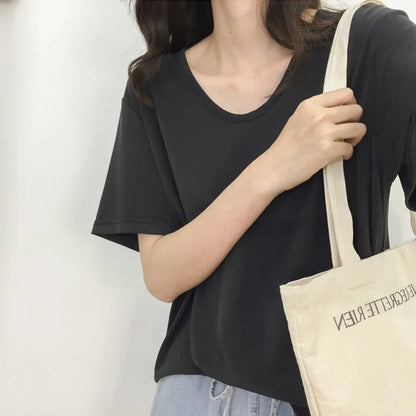 Solid Color Cotton Short Sleeve T-Shirt