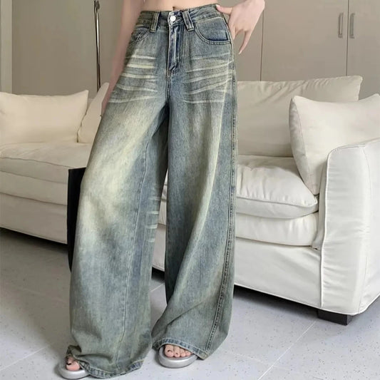 Wide Fit Casual High Waist Vintage Style Jeans
