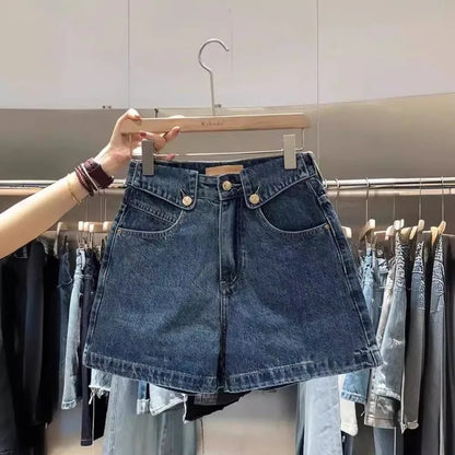 High Waist Straight Leg Denim Shorts