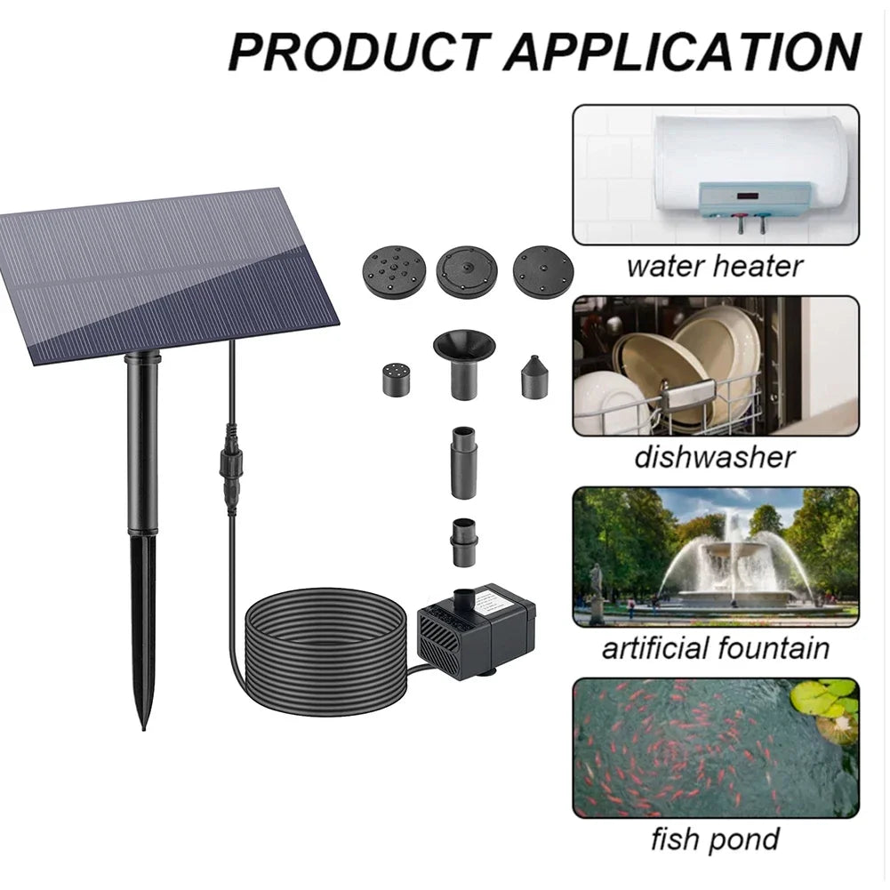 5W Solar Powered Garden Fountain Pump Kit