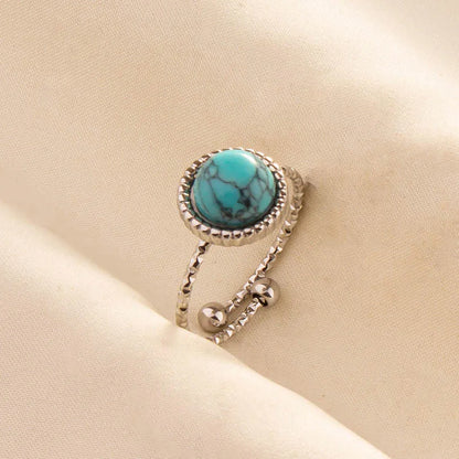 Bohemian Turquoise Gemstone Adjustable Ring for Women