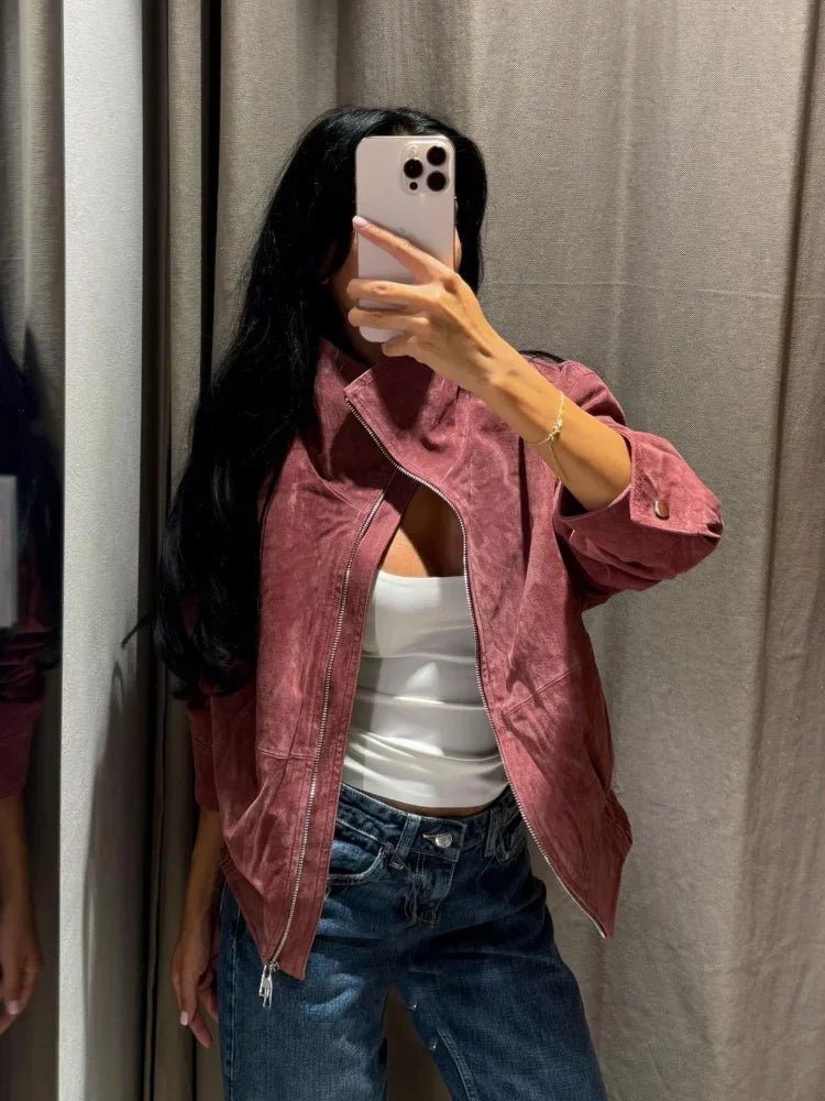 Faux Suede Oversized Jacket