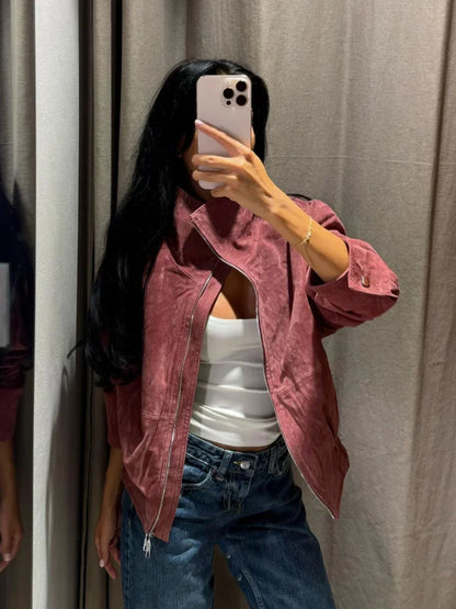 Faux Suede Oversized Jacket