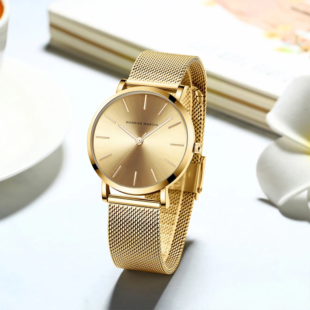 Premium Rose Gold Quartz Stainless Steel Watch
