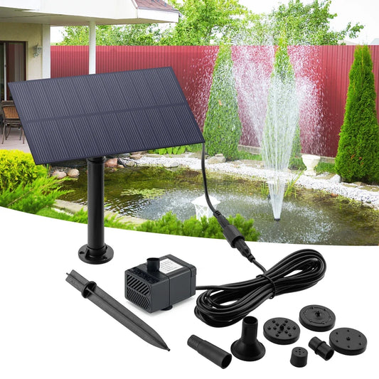 5W Solar Powered Garden Fountain Pump Kit