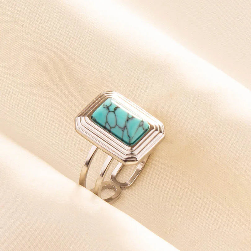 Bohemian Turquoise Gemstone Adjustable Ring for Women