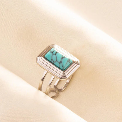 Bohemian Turquoise Gemstone Adjustable Ring for Women