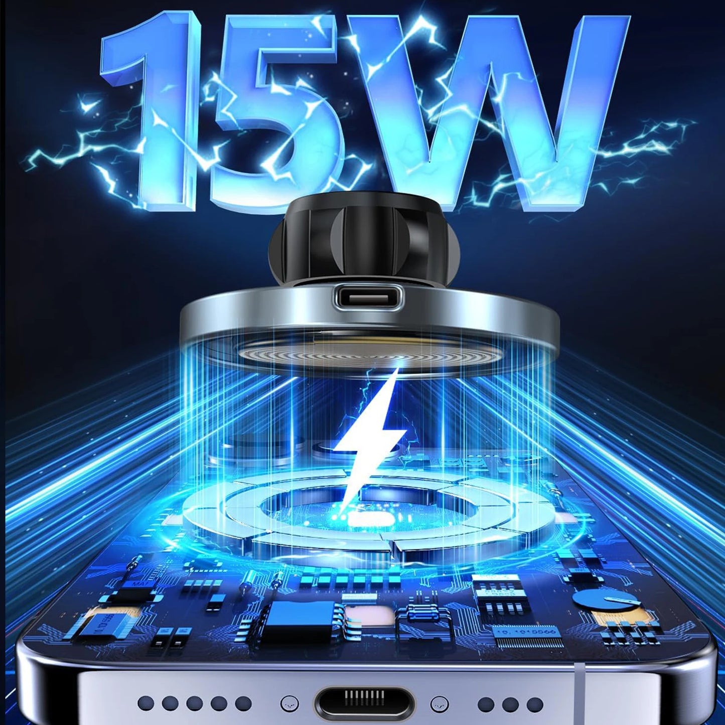 15W Magnetic Wireless Car Charger Air Vent Mount with Fast Charging for iPhone 15, 16 & 17