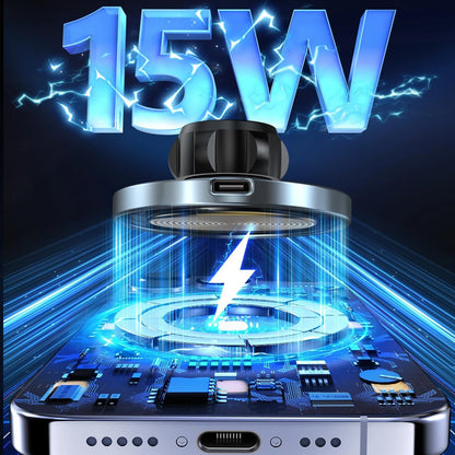 15W Magnetic Wireless Car Charger Air Vent Mount with Fast Charging for iPhone 15, 16 & 17